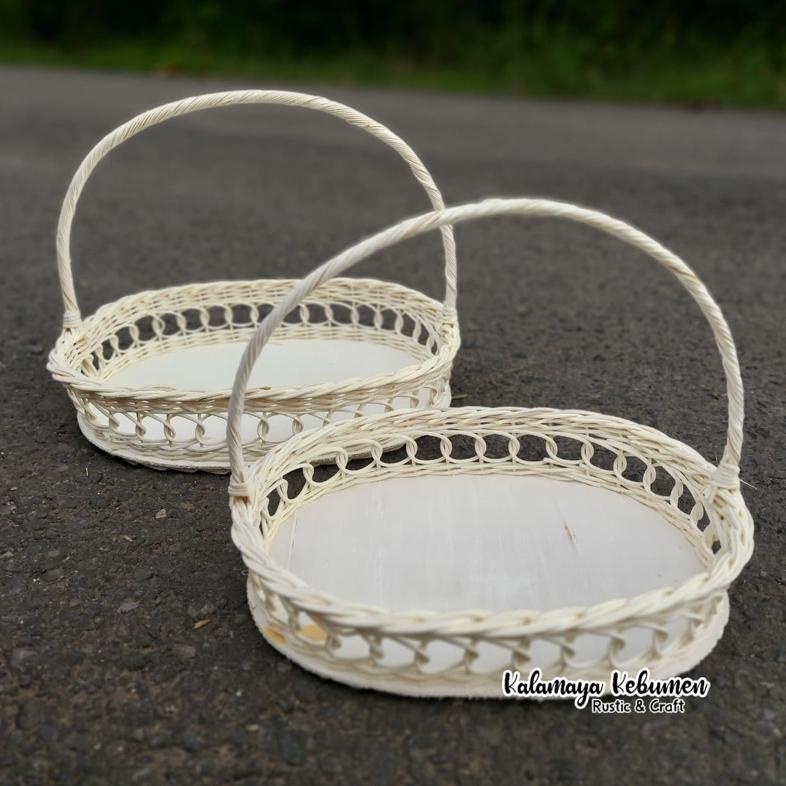 Angsa Baki Parcel Bulat isi 2 Anyaman Hiasan Hampers Hantaran Mahar Dekorasi Rustic DIY craft Bambu 