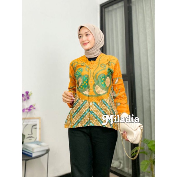 Baju Atasan Wanita Batik Blus Kantor Seragam Lengan Panjang