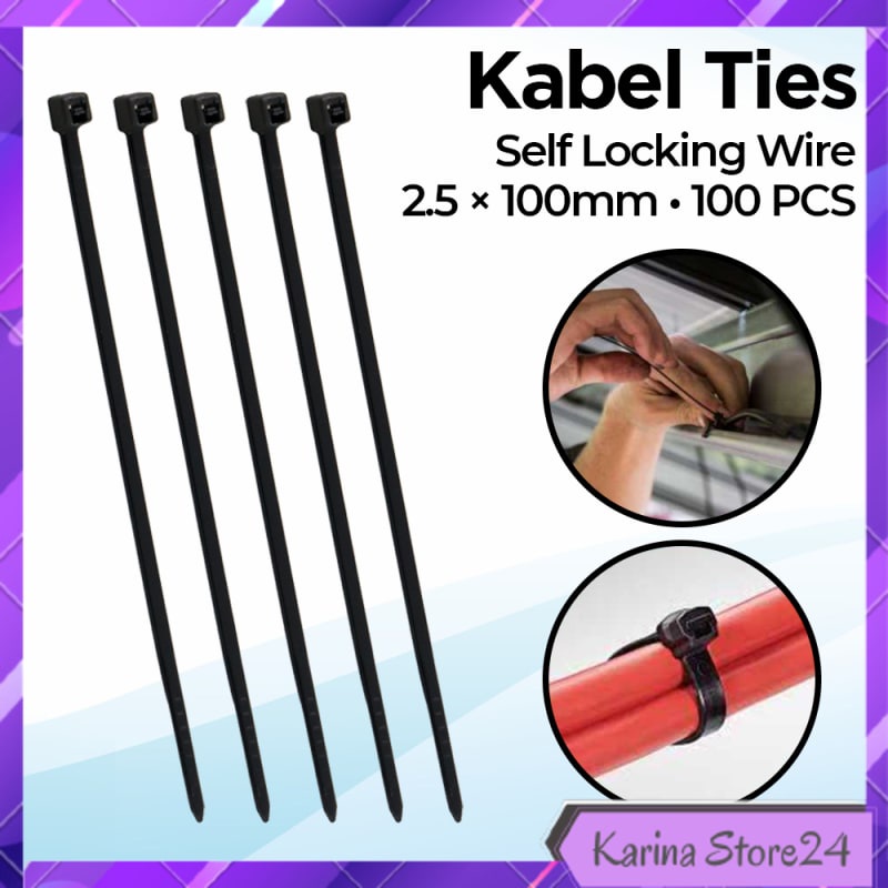 

KABEL TIS TIES SELF LOCKING WIRE ZIP CABLE ORGANIZER 2.5X100MM 100 PCS - V94