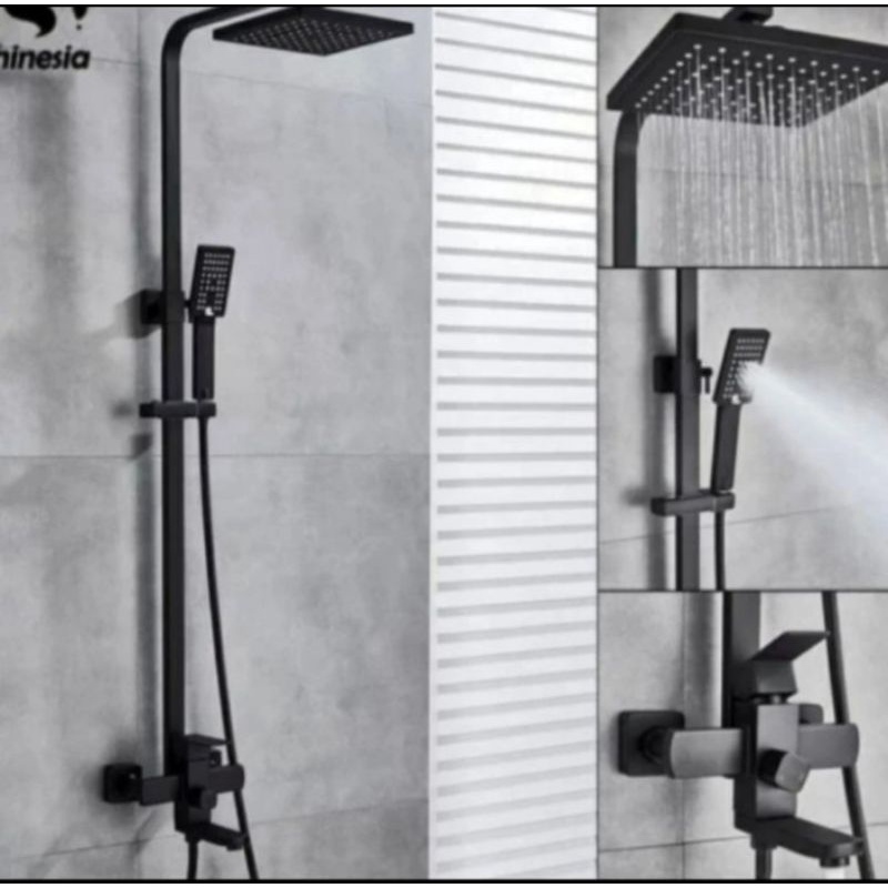 SHOWER SET BLACK PANAS DINGIN LENGKAP KRAN/SHOWER TIANG HITAM PANAS DINGIN/SHOWER COLUMN/SHOWER KAMA