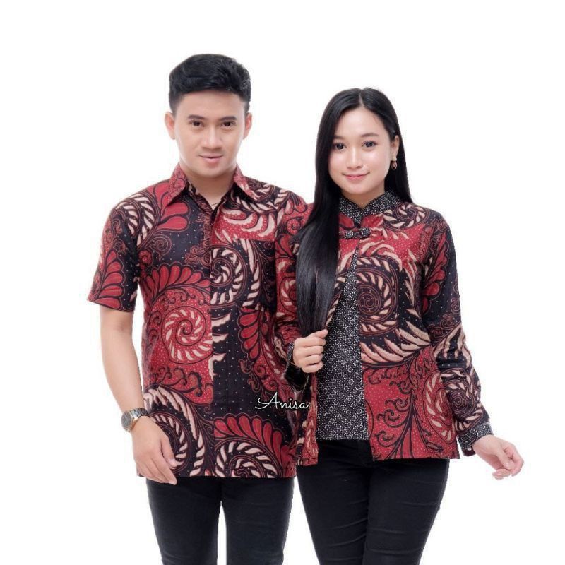 Batik Couple Modern Baju Batik Wanita Blus Hem Atasan Batik Kerja Wanita M L XL XXL Lengan Panjang