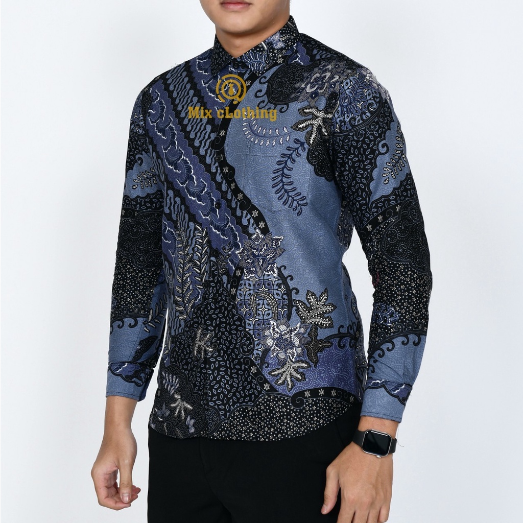 Baju Batik Pria Slimfit Kemeja Lengan Panjang Slim Premium Kode 1962