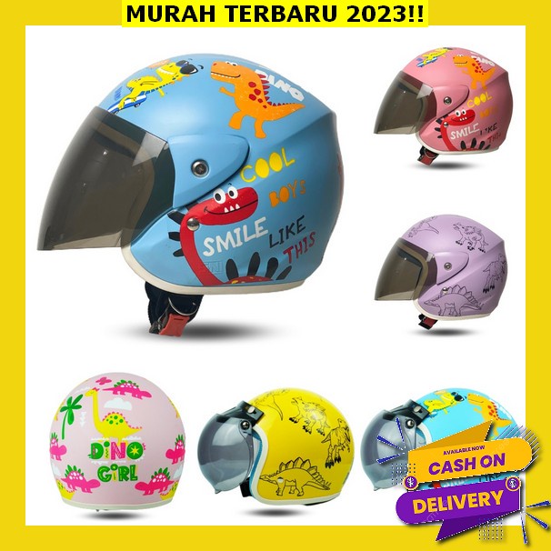Helm Anak Retro Cat Polos Untuk Usia 1-5 Tahun Retro Chip Helm Anak Motif Lucu Helem Bogo Anak-Anak