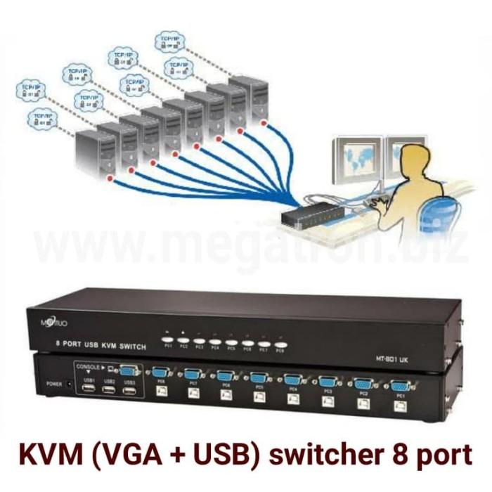 Terlaris Kvm Vga & Usb Switcher 8 Input - 1 Output (8X1) - Support 3 Port Usb