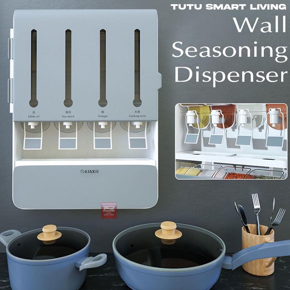 TUTU Tempat Rak Bumbu Dapur Gantung / Dispenser Kotak Bumbu Dapur Tempel Dinding Minyak Saus Kecap S