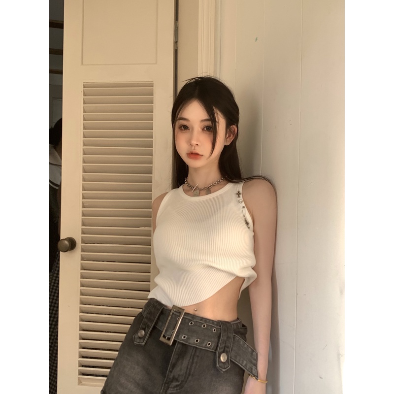 ✻✕cropped top rompi industri berat lintas pendek suspender seksi ramping atasan musim semi dan musim panas anti-selip pakaian dalam wanita desain tanpa lengan #COD