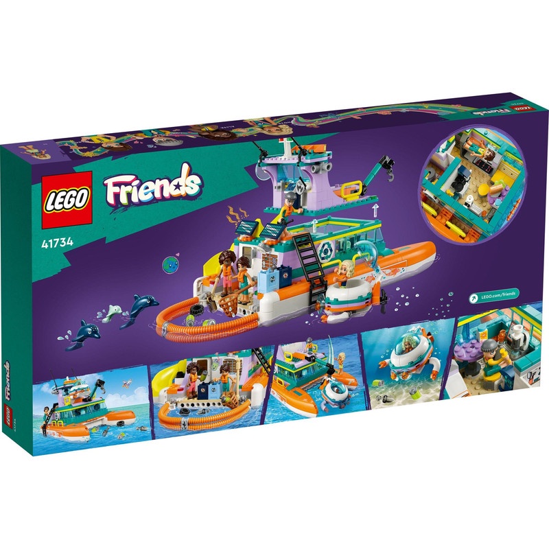 LEGO Friends 41734 Sea Rescue Boat Building Toy Set (717 Pieces) Mainan Balok (7 Tahun+)