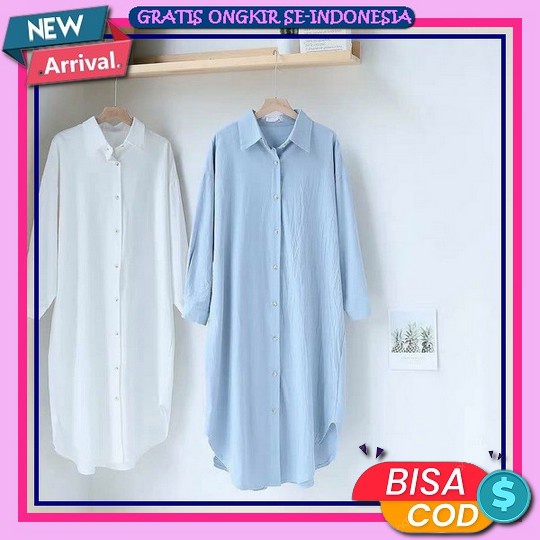 Bsju Atasan Wanita Tunic Crincle Airflow Atasan Wanita Lengan Panjang Baju Anak Perempuan Import Tun
