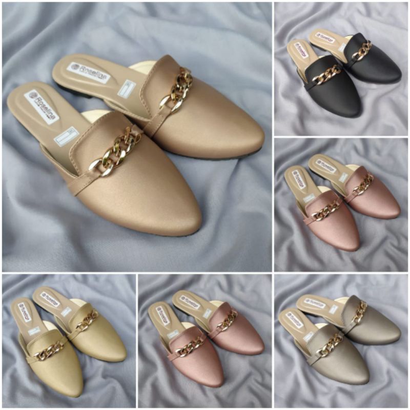 Sandal mules sandal selop wanita terbaru sandal selop wanita kondangan variasi rantai