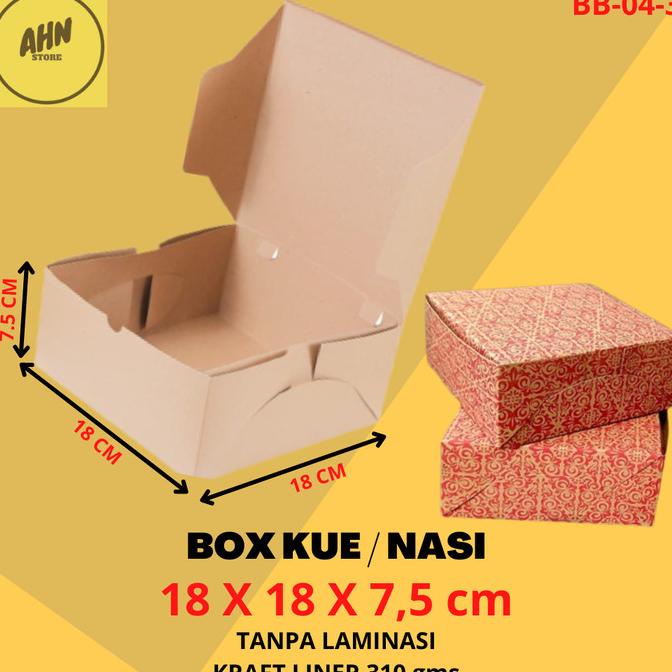 

Kardus Box Makanan Dus Kue Kotak Nasi Besek 18x18x7,5cm Kraft 310gms