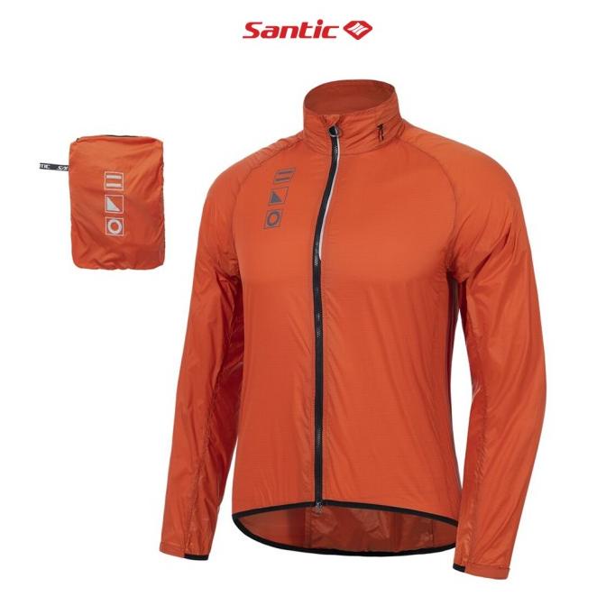 SANTIC M2C07034R Men Cycling Rain Jacket - Jaket Sepeda - ORANGE