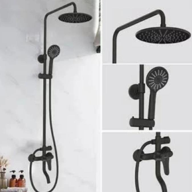 ] Shower tiang hitam panas dingin/ kran tiang hitam panas dingin