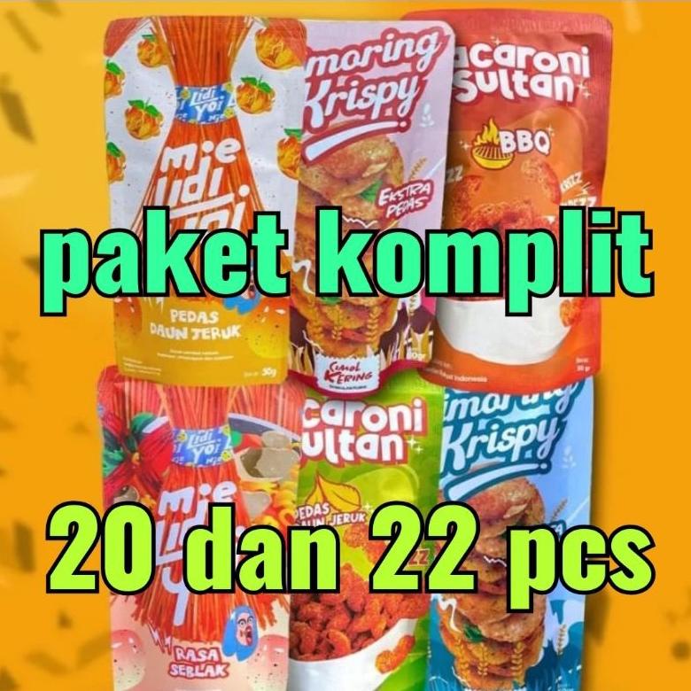 

PAKET KOMPLIT : basreng, cimoring, mac sultan, mie lidi yoi3 Best Seller