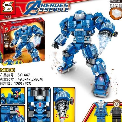 Must Have Mainan Anak Lego Ironman Hulkbuster Avengers Mk38 Sy 1447 Isi 1208Pc Termurah