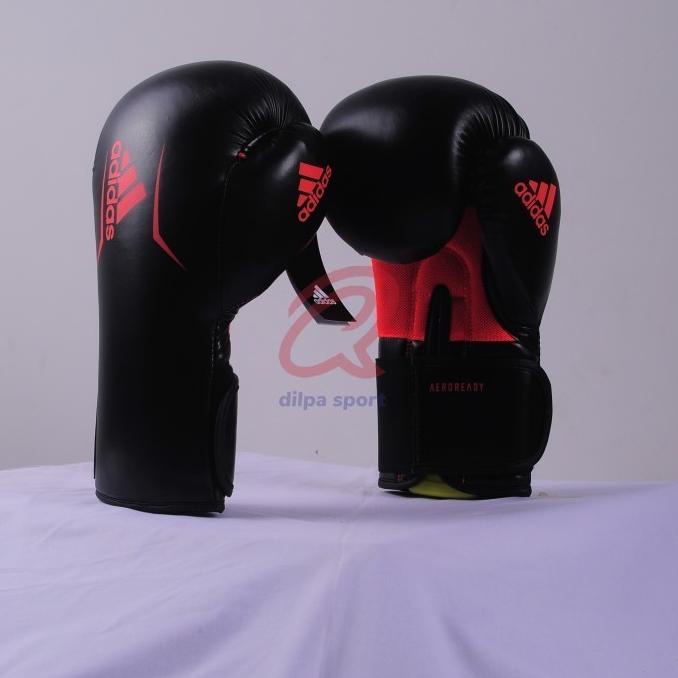 Sarung Tinju Muaythai Adidas Speed 100 Boxing Gloves Black Solar Red