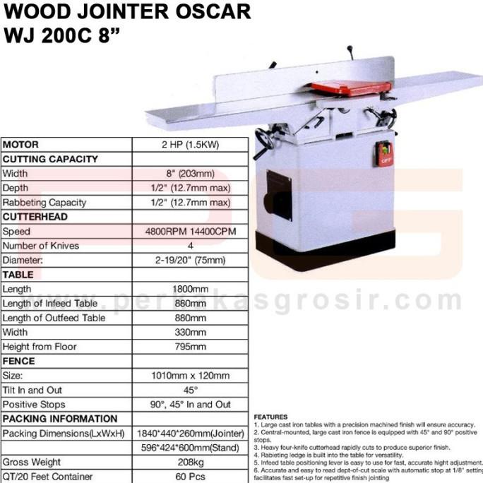 WOOD JOINTER WJ 200 C OSCAR 8" PANJANG - JOINTER 8" LONG OSCAR WJ200C