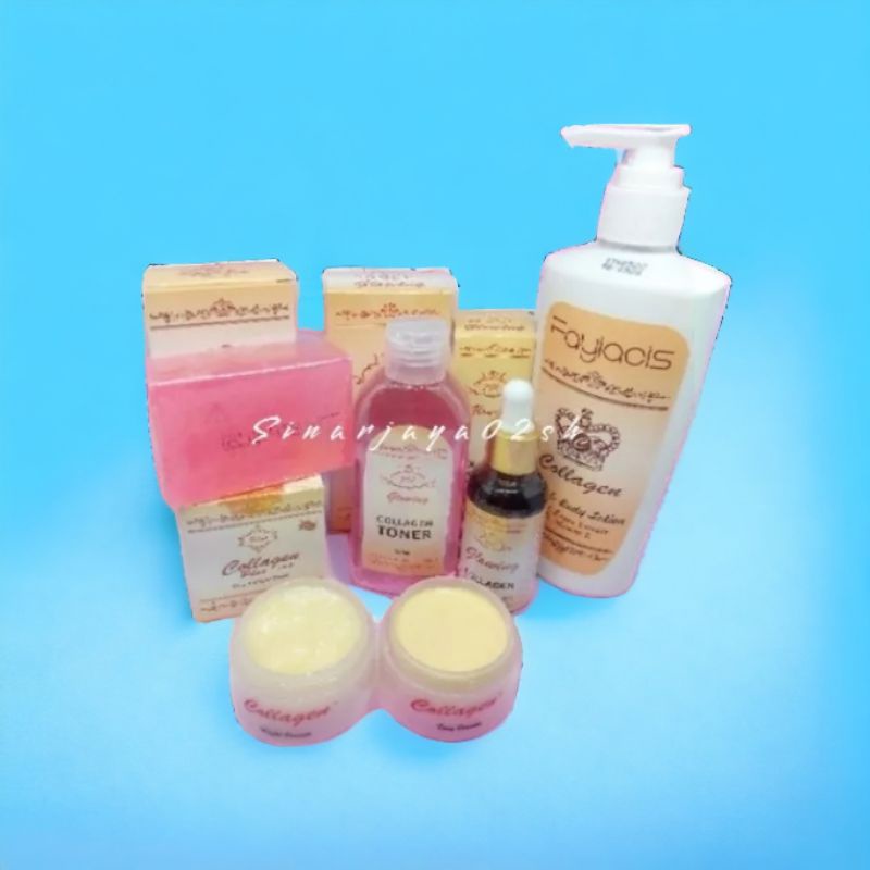 PAKET CREAM COLLAGEN 6 IN 1 ORIGINAL BPOM  WHITENING CREM COLAGEN ( CR SM + Sabun 701 PING + Serum 701 + toner 701 + hbl faylacis collagen )