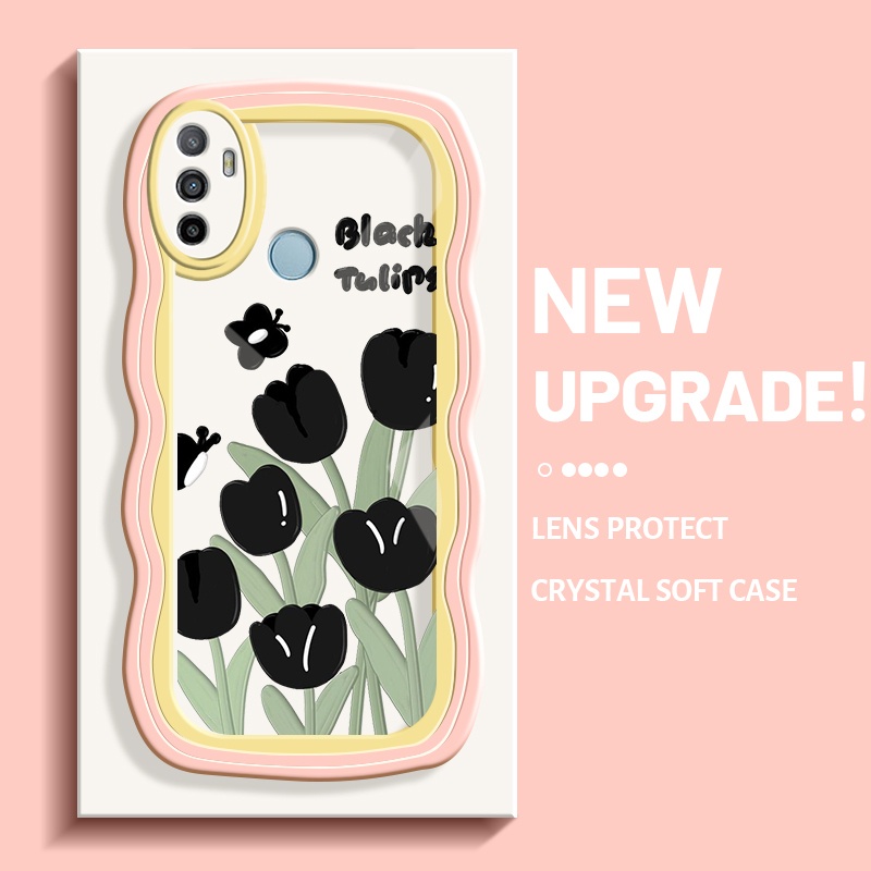 Casing Ponsel untuk OPPO A53 2020 4G A53s 4G A32 A33 2020 A11s Case pola hitam lembut bening pinggir