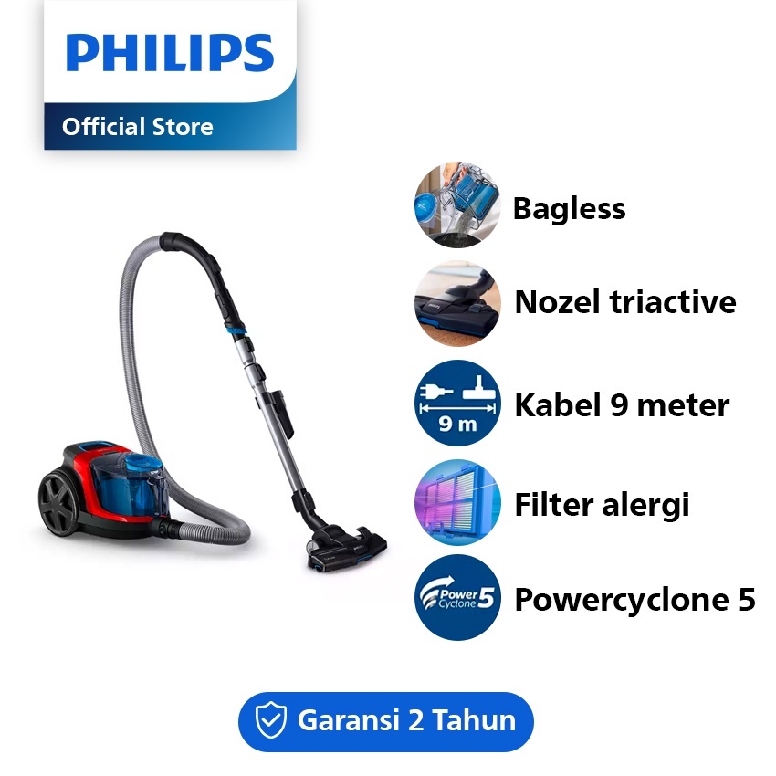 PHILIPS Bagless Vacuum Cleaner - FC9330 [Powercyclone 5/Daya Jangkau 9m/Nozel Triactive/Filter Alerg