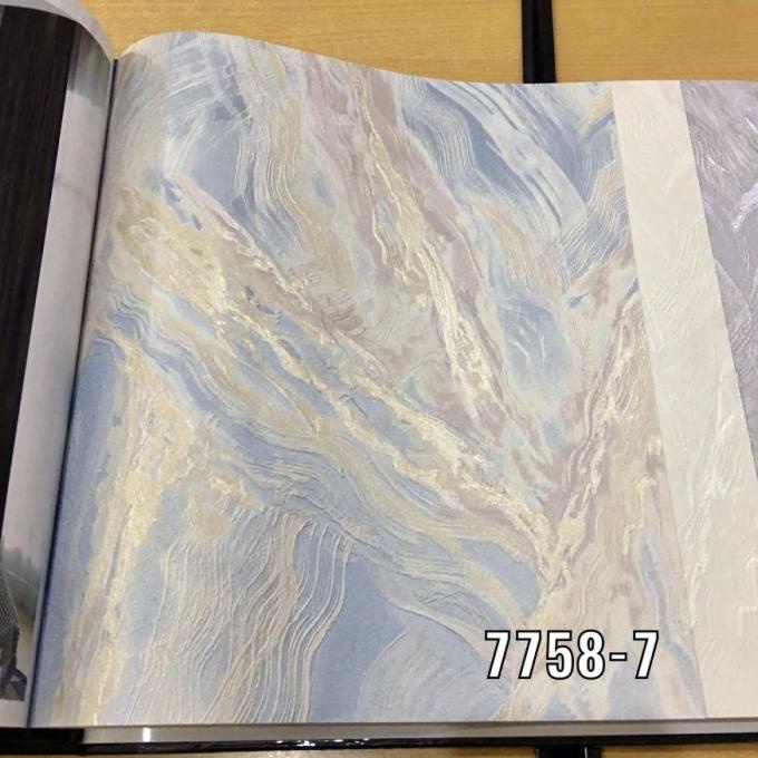 WALLPAPER DINDING MARMER BIRU CREAM ABU ABSTRAK ELITE