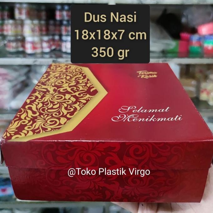best produk] Box / Kardus / Dus Nasi Kue Snack Makanan - 18x18x7 cm - Merah Emas