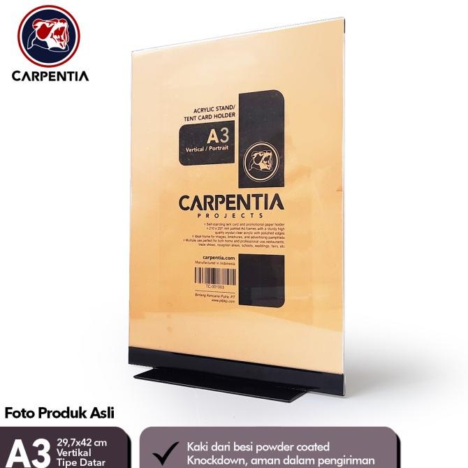 

Baru Carpentia Stand Akrilik Besi /Datar A3 Vertikal 29,7X42Cm /Menu Brosur Original
