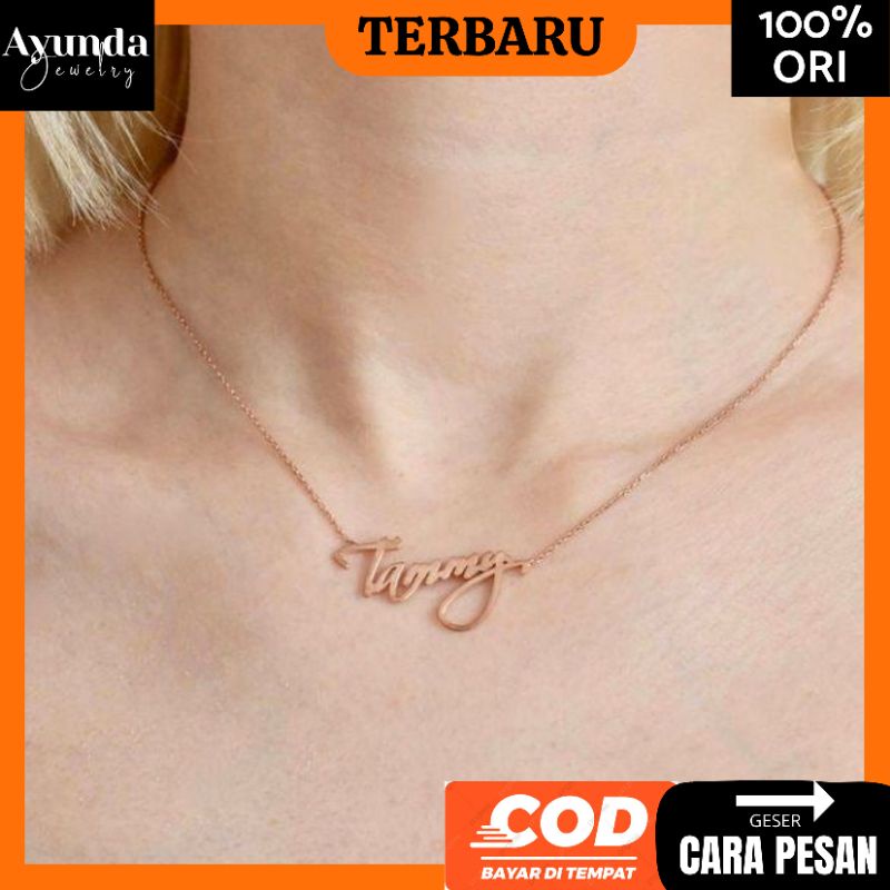 Kalung Nama Titanium anti karat Bisa pilih font Kalung custom