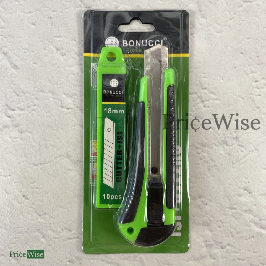 

Pisau Cutter 18mm + Isi 10 pcs Bonucci / Knife / Kater