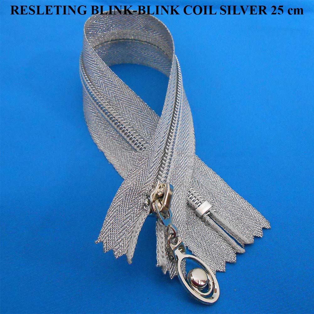 Resleting Retsleting Zipper 25 cm Blink Blink Coil Mengkilap Untuk Busana Pakaian Wanita Dll