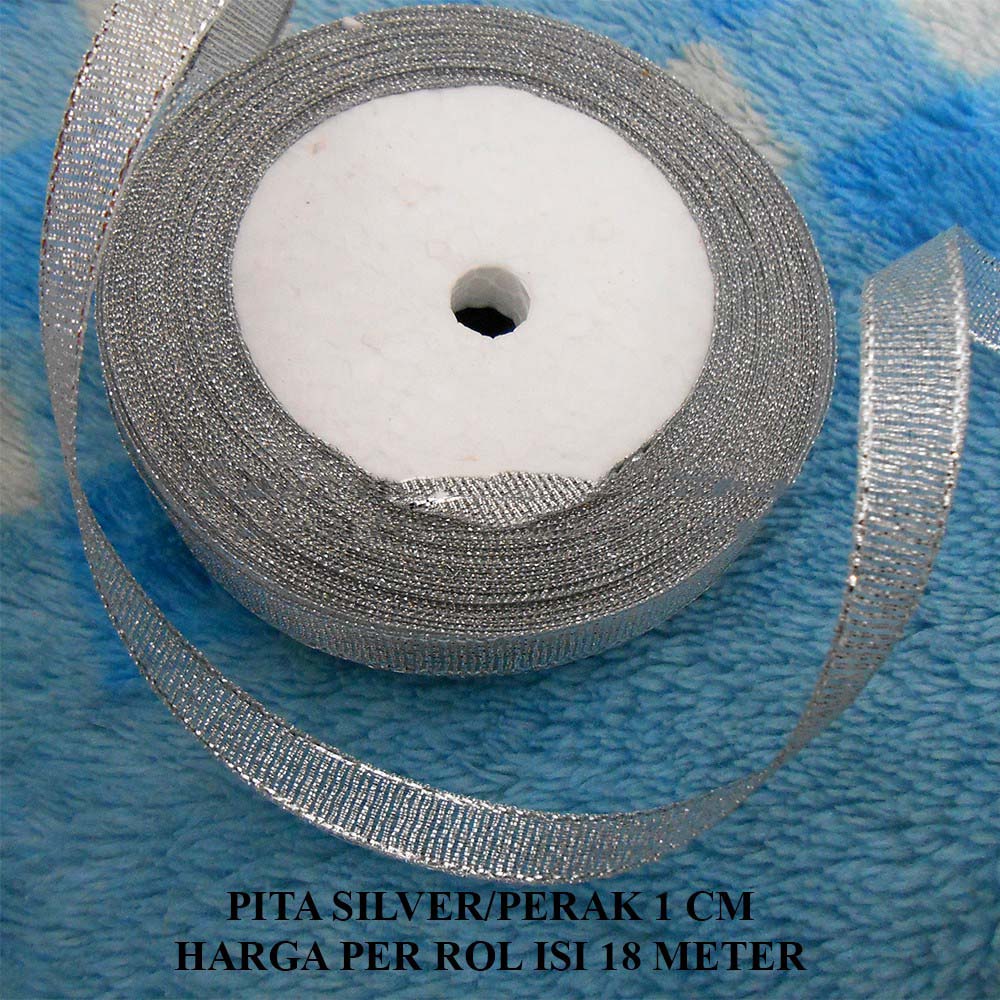 

Pita Warna Silver/Perak Lebar 1 cm Murah Harga Per rol isi 18 meter