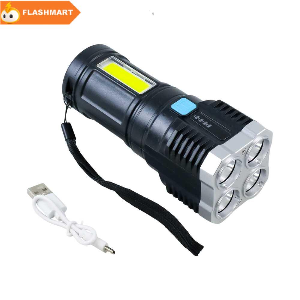 FLASHMART Senter LED Flashlight USB Rechargeable 4 XPE + COB - L-S03