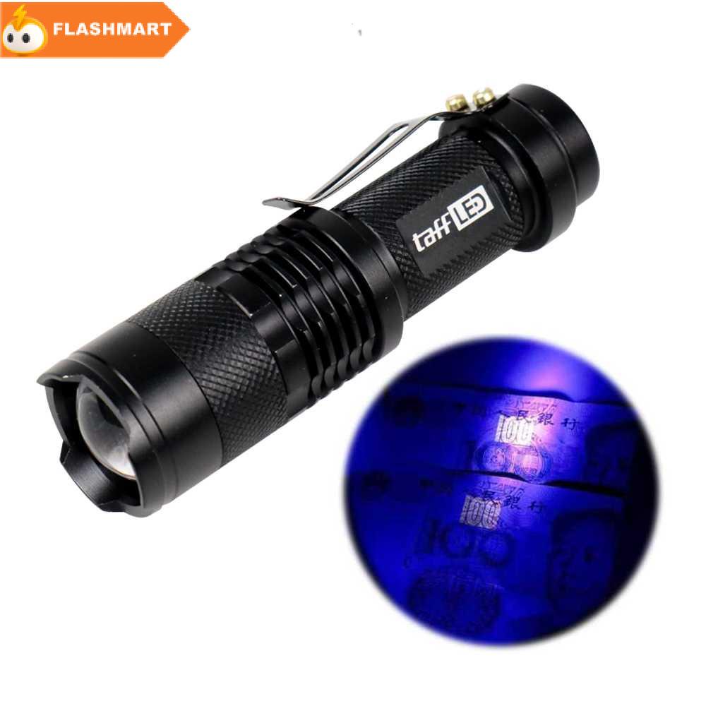 FLASHMART Senter LED 395nm UV + Baterai + Charger + Box Pocketman P1