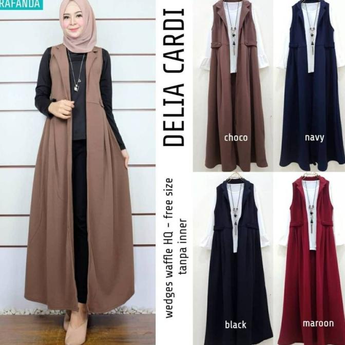 Delia Cardi long cardy outer wanita cardigan muslim rompi wanita