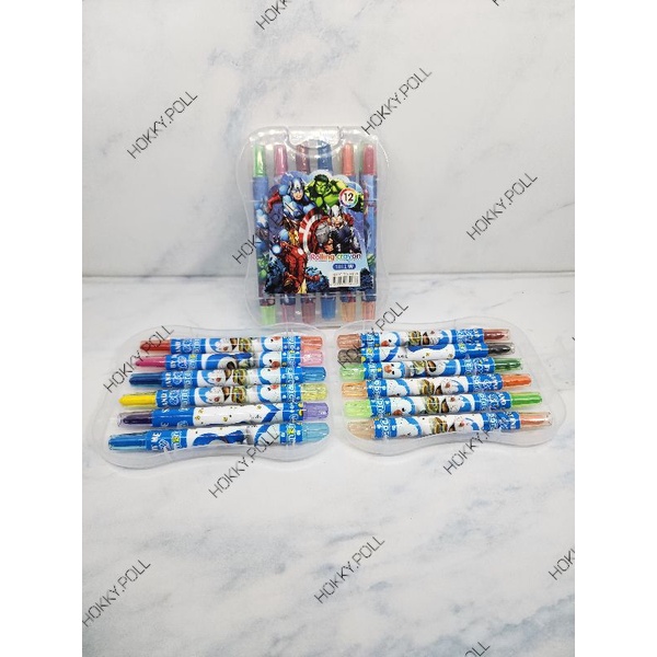 

L / CRAYON PUTAR PENDEK / rolling crayon / crayon putar / krayon BT21 / krayon murah / krayon / crayon putar / crayon karakter