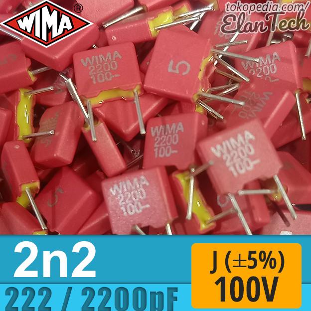 Wima 2n2 / 2.2nF / 222 / 2200pF J 100V Capacitor Kapasitor Elan73c Berkualitas