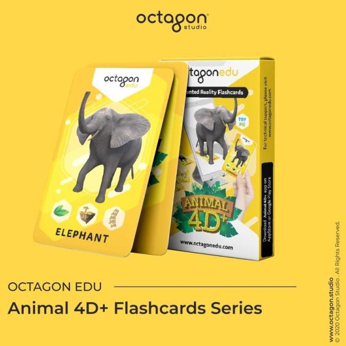 MUST HAVE KARTU ANIMAL 4D+ / FLASH CARD / MAINAN EDUKASI ANAK (OCTAGON STUDIO) TERMURAH