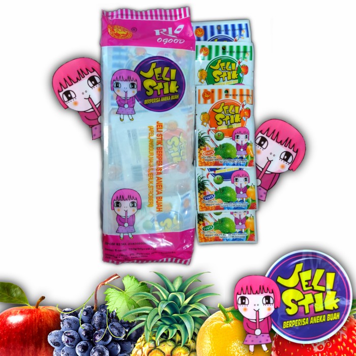 

Pack Jelly Stick Pendek/Jeli Stik Pendek/Permen Sedotan Aneka Buah