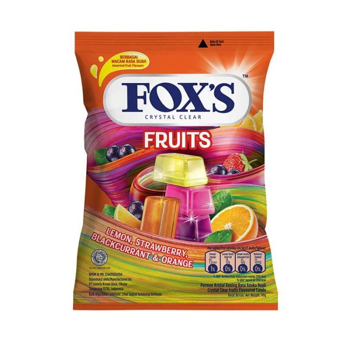 

FOX'S FRUITS 90GRAM PERMEN CANDY FOX FOXS CRYSTAL CLEAR