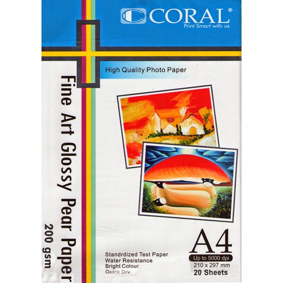 

[1 PACK] Kertas Photo Coral Glossy Pear Paper 200 A4