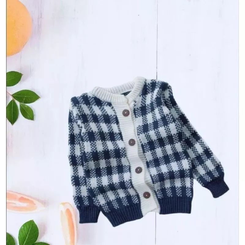 Kids cardy kotak kotak rajut anak