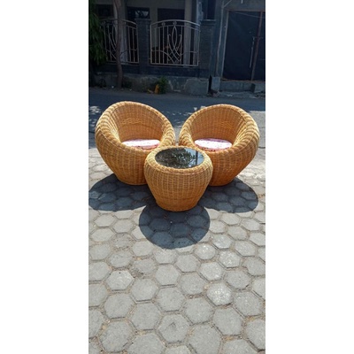 KURSI GENTONG ROTAN 1 SET KURSI ROTAN ASLI