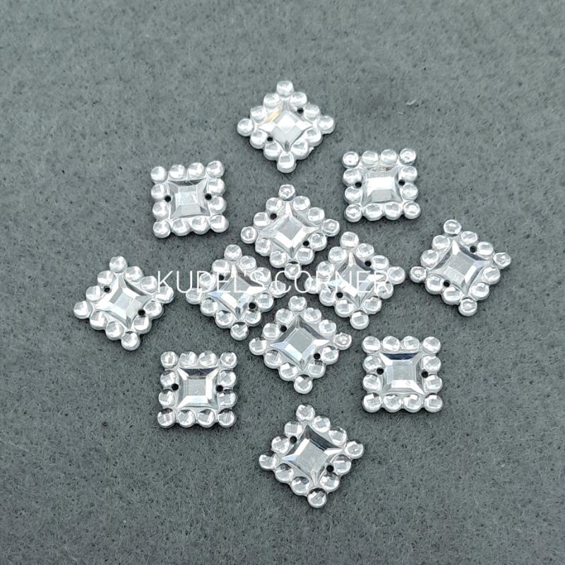 20pcs mote tempel/ mote jahit kotak 12mm x 12mm