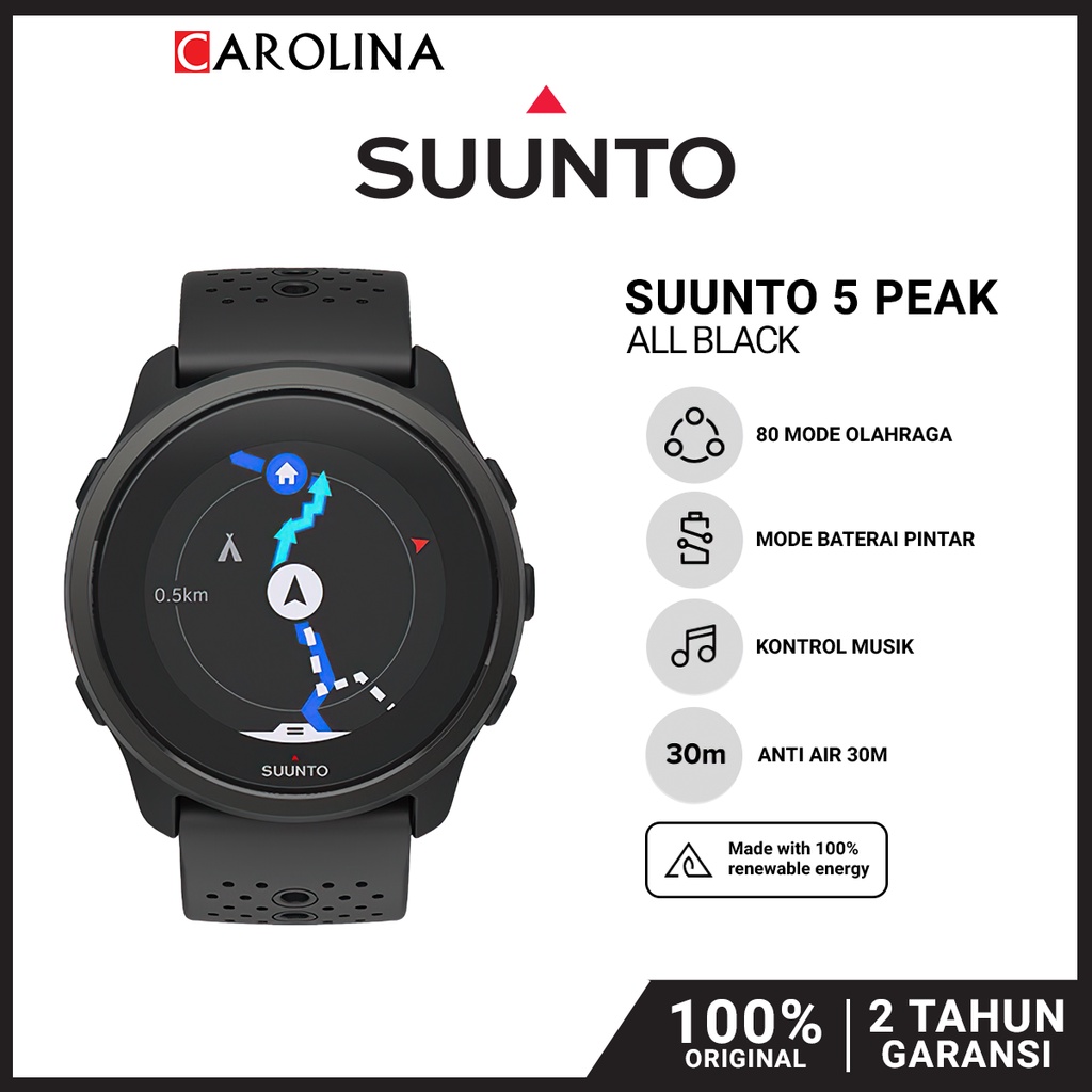 Jam Tangan Unisex SUUNTO SS050888000 Suunto 5 Peak All Black