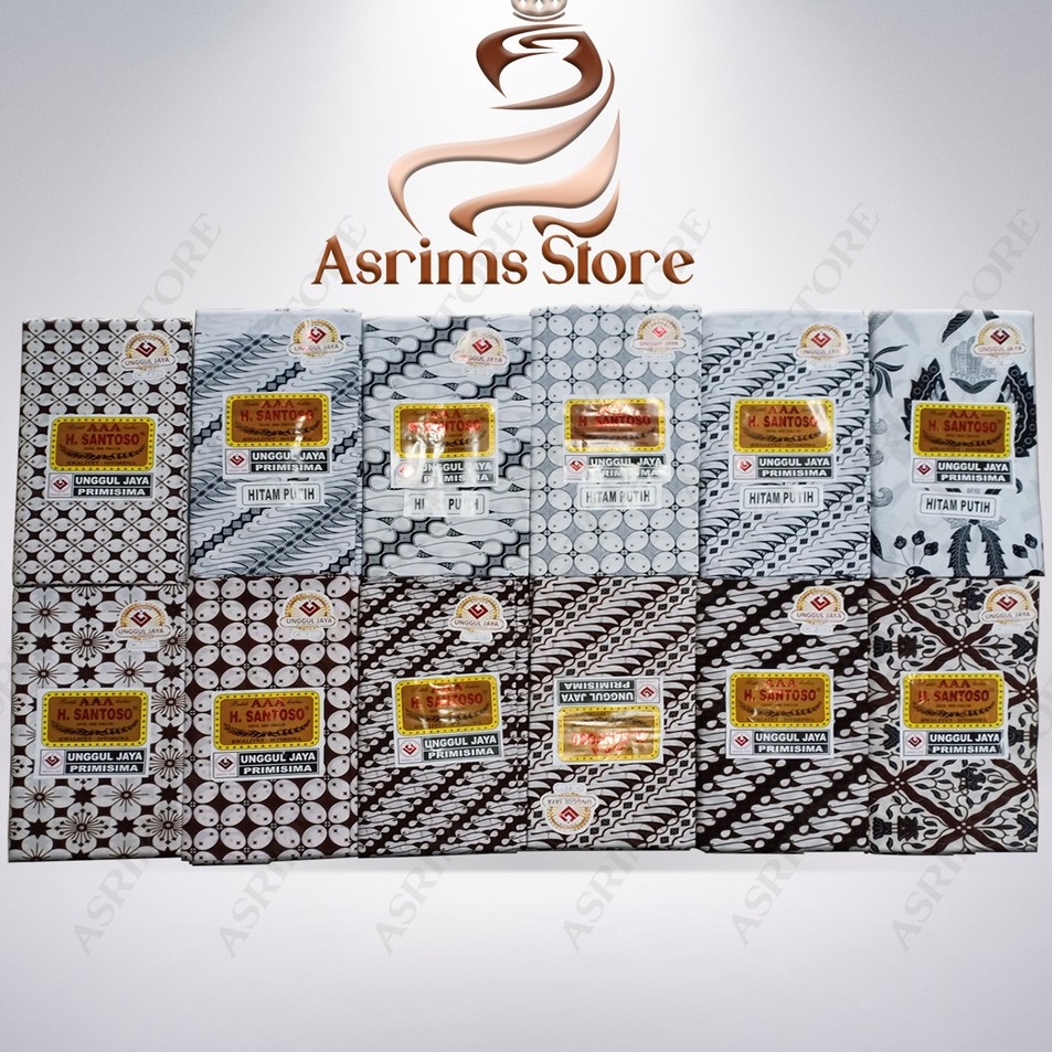 PSP.20Jn23ᴵ • Kain Batik Jogja Jarik Batik Samping Kebat Jogjaan Hitam Putih Santoso AAA Premium Ori