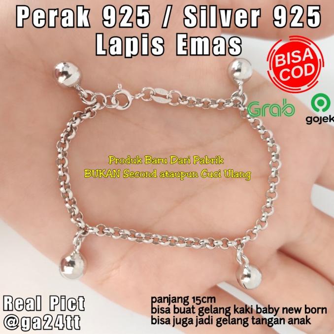 Gelang Kaki Bayi Perak 925 Asli Lapis Mas Putih Gelang Kaki Bayi Cowo