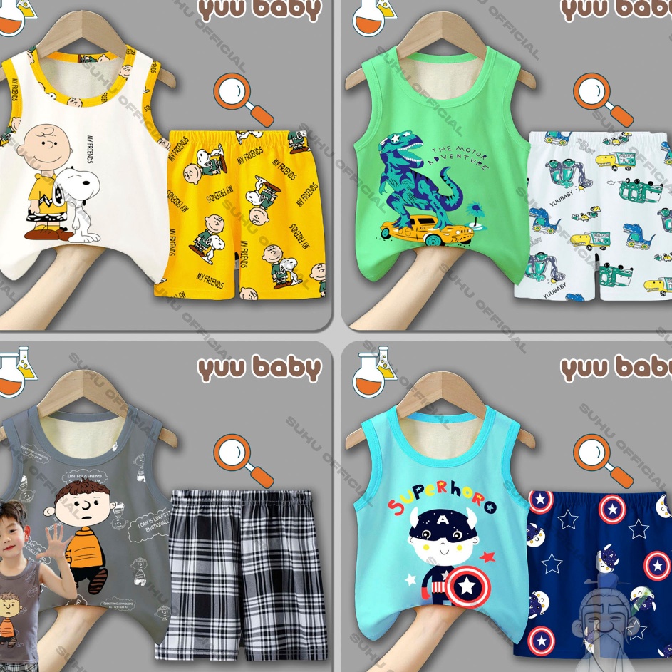 [KODE BHAPS] YUU BABY Setelan Anak Singlet IMPORT / Stelan Bayi Perempuan / Set Baju + Celana Pendek