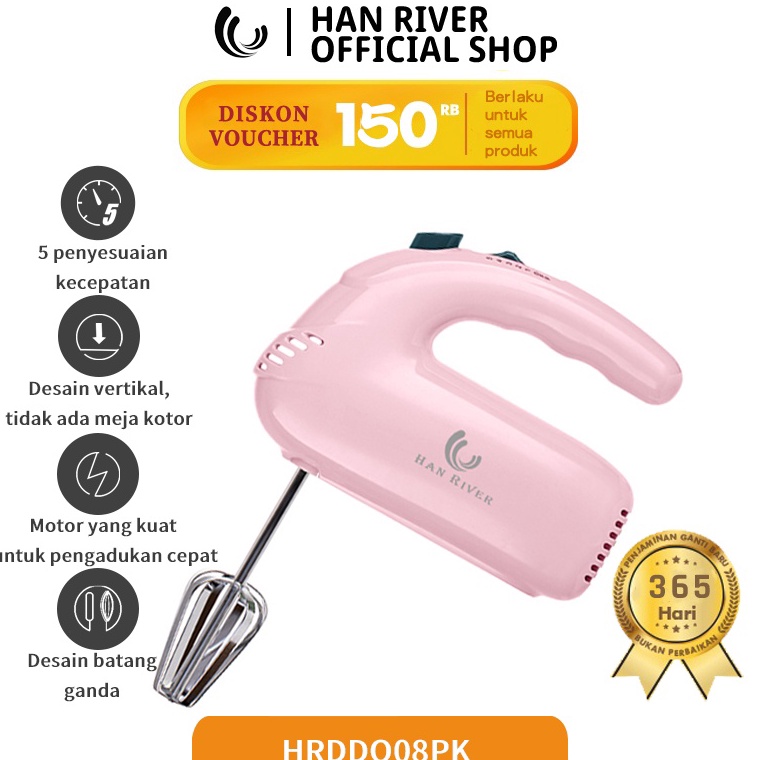 TERBAIK Mixer  HAN RIVER  HRDDQ08PK Hand Mixer Pink