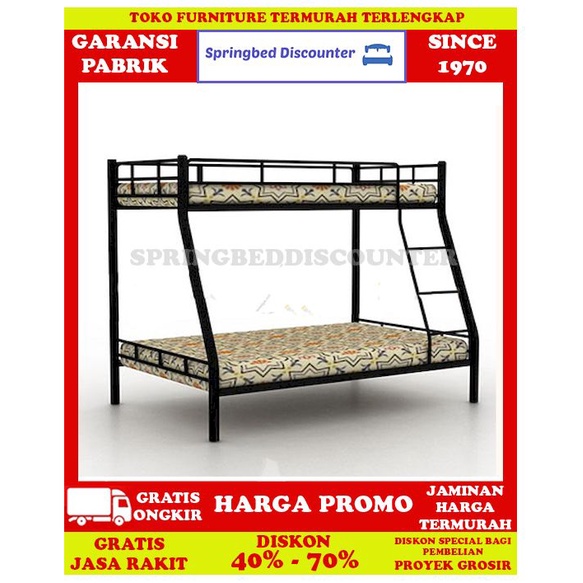 Ranjang Susun Besi Tempat Tidur Tingkat Sorong MBB 04 dgn KASUR MURAH