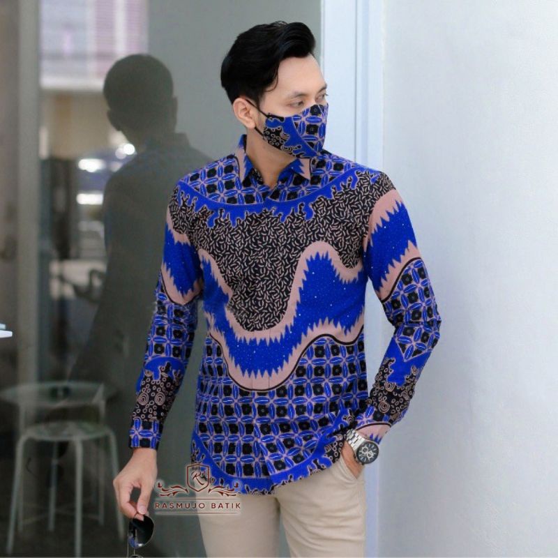 Kemeja Batik Pria Modern Lengan Panjang Casual Modis Slim Fit Trendy Masa Kini OL 162