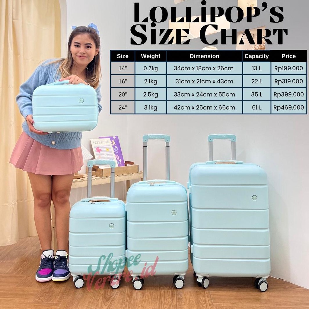 RKA177 Joshee Koper LOLLIPOP Series Koper Cabin 16 Inch Luggage Suitcase *